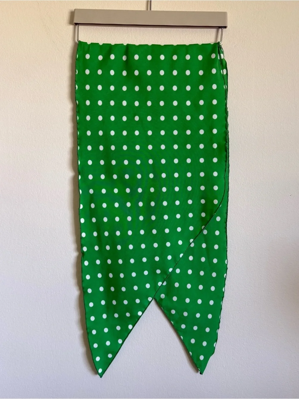 Vintage Retro Head Neck Wrap Scarf Green White Polka Dots